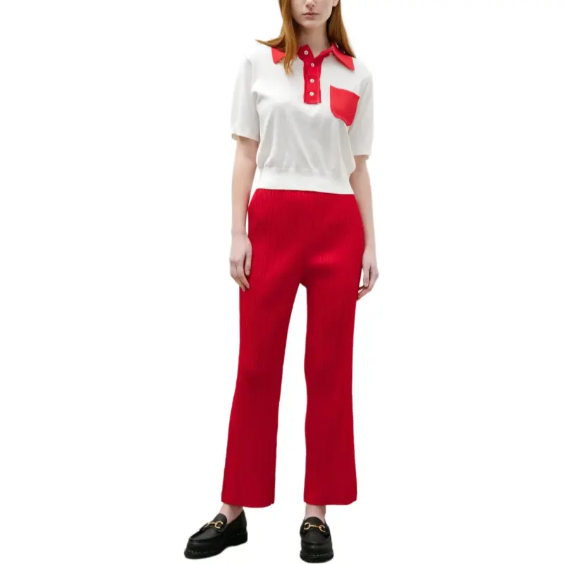 PLEATS PLEASE ISSEY MIYAKE Pleated Cropped Straight leg Trousers-2