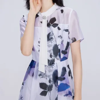 BBLLUUEE Short Sleeved Dress Women's Mist Purple