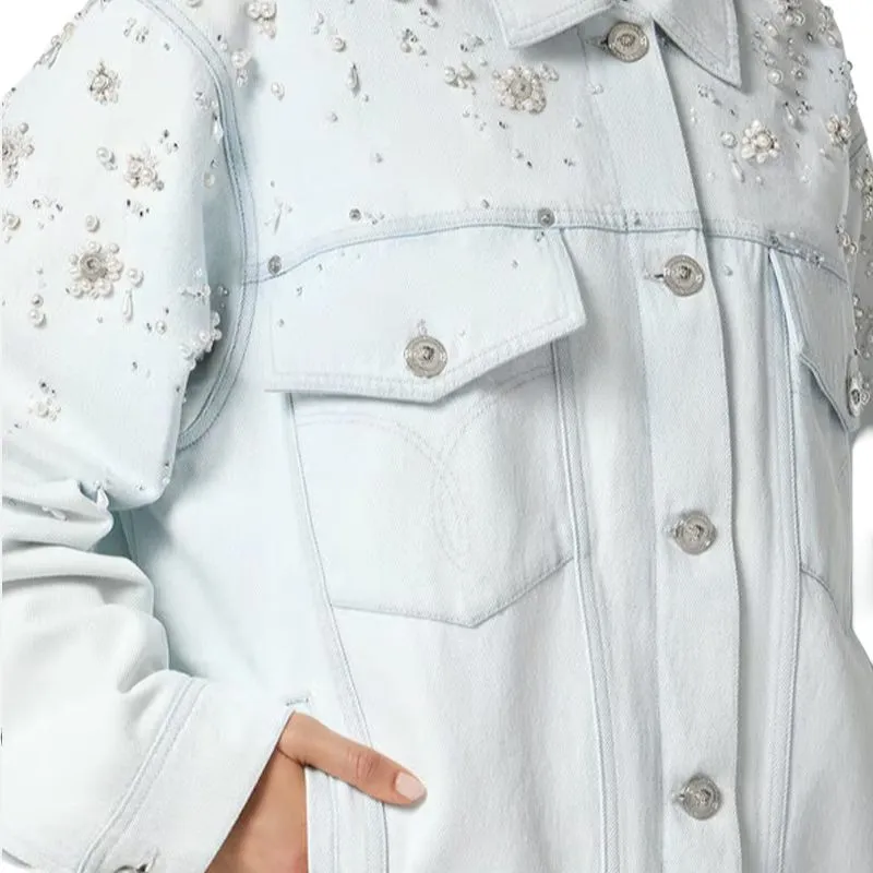 VERSACE Embroidered Denim Jacket 'Light Blue Ice'-4