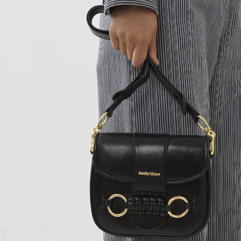 See By Chloe Shiny Grained Goatskin Crossbody Bag Shoulder Bag Women's Black-2