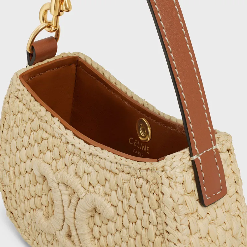 CELINE Raffia Shoulder Bag Women's Natural & Tan-3