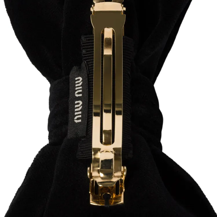 MIU MIU Cotton Velvet Metal Hair Clips Unisex Black-1