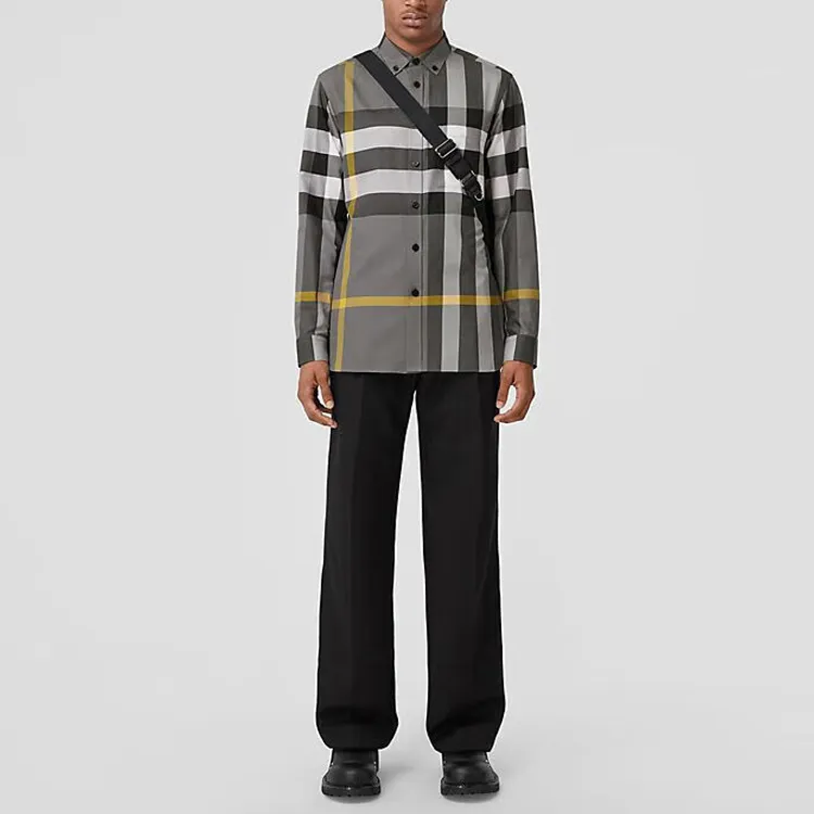 Burberry Shirts Men Gray-2