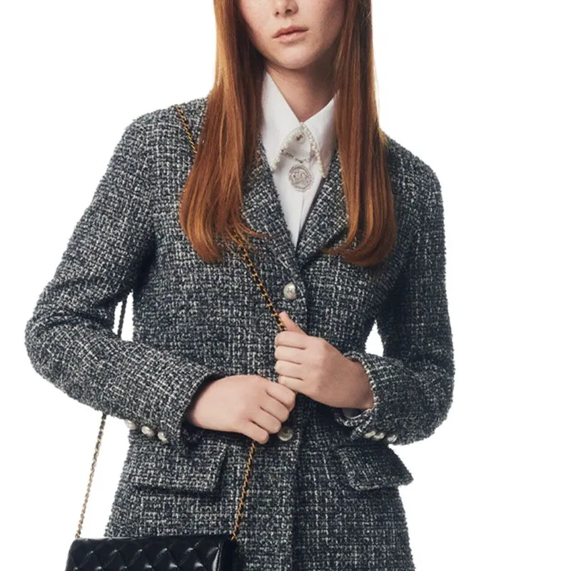 CHANEL 25P Jackets Coats Women's Dark Gray White-3
