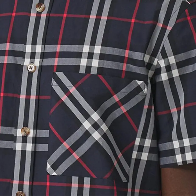 Burberry Shirts Men Marine Blue-4