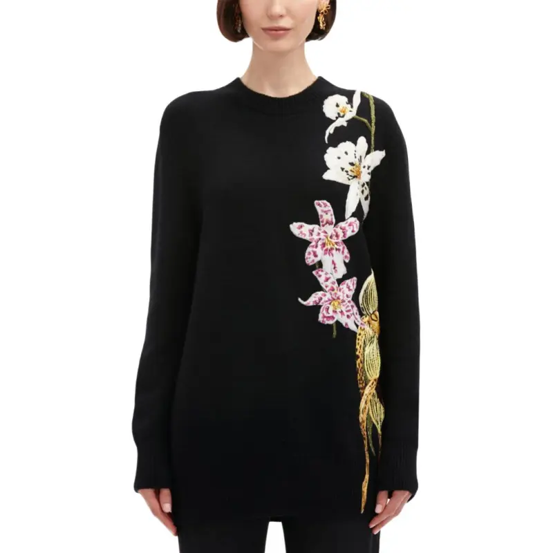 Oscar De La Renta Orchid Crochet Sweater-2