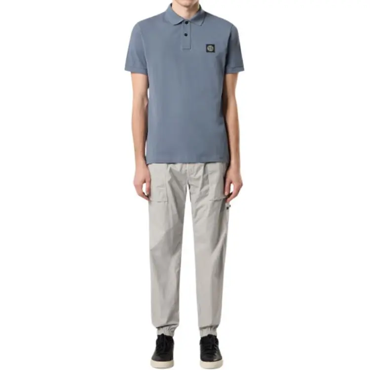 STONE ISLAND Logo Patch Short Sleeved Polo Shirt-3