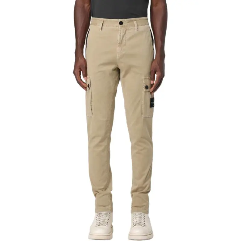 STONE ISLAND Logo Patch Tapered Leg Pants-3