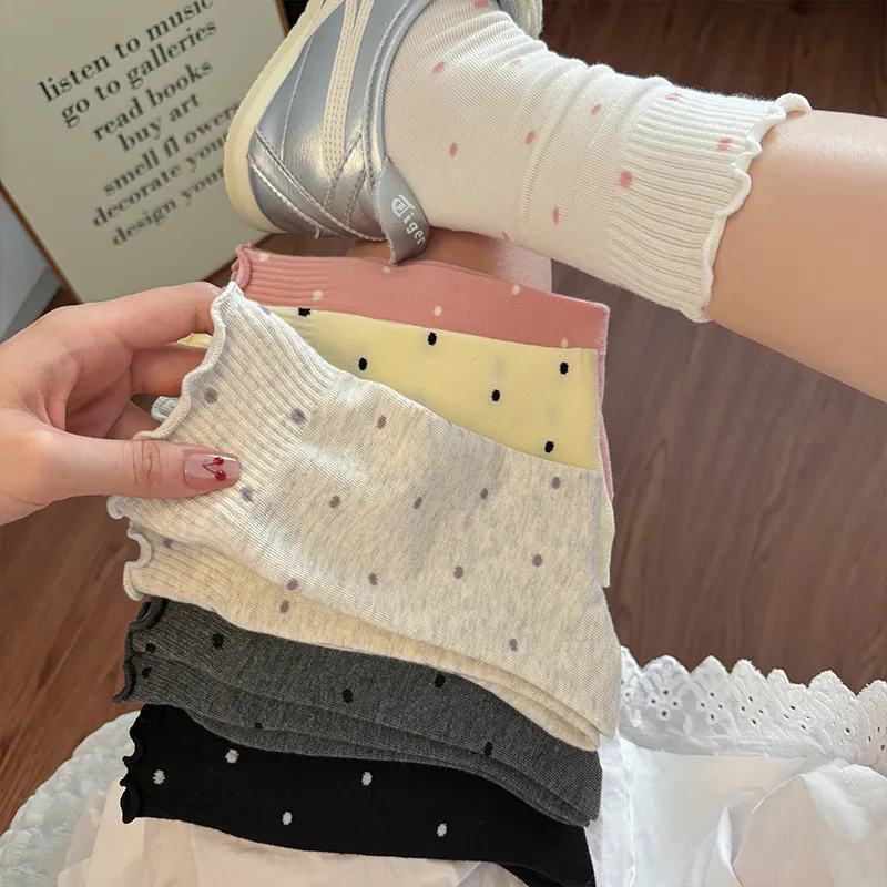 COTTON CHEESE Mid Calf Socks Women's 5 Pack-1