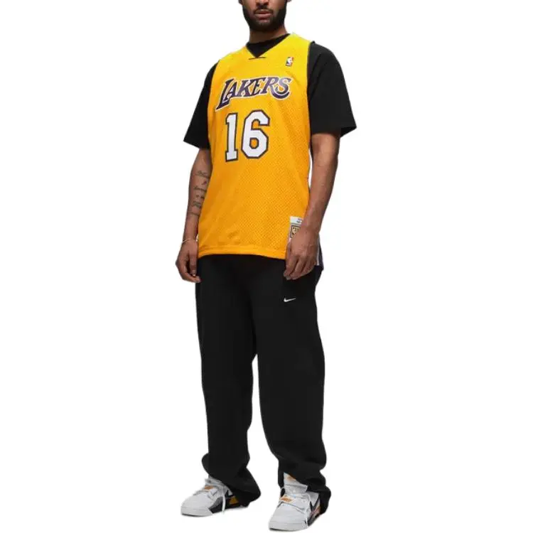 Mitchell Ness 2009/10 Hardwood Classics Pau Gasol Los Angeles Lakers Swingman Jersey-2