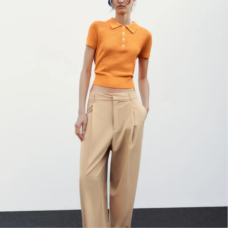 ZARA Polo Shirts Women's Orange-2