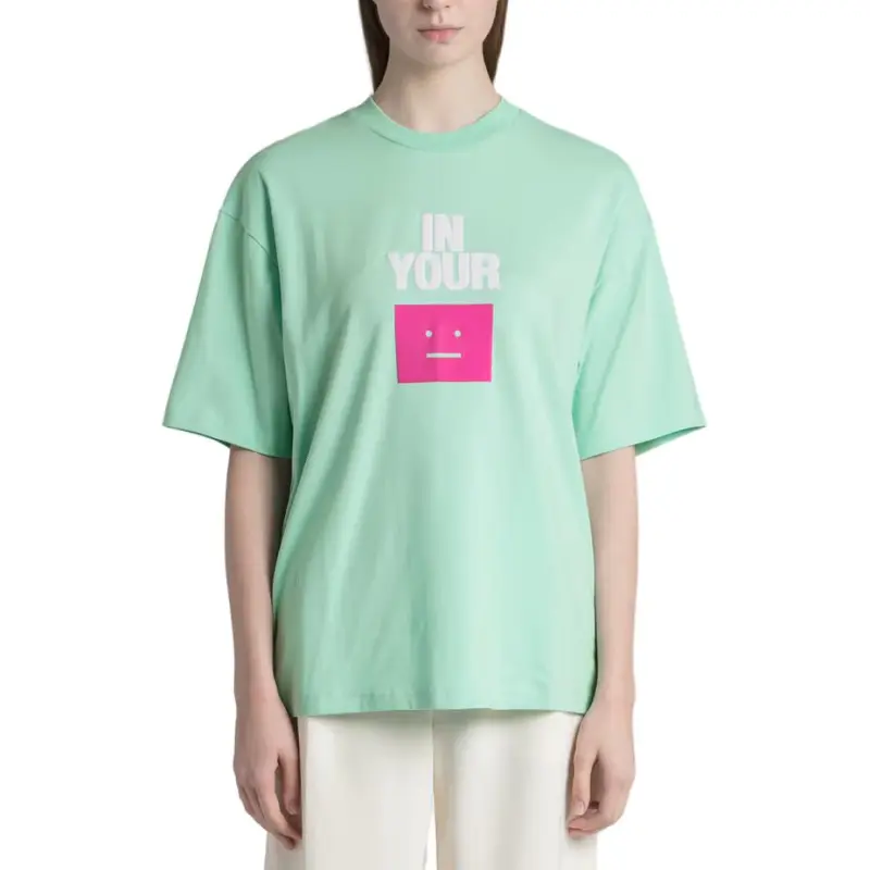 Acne Studios Face Logo Printed Crewneck T Shirt-2