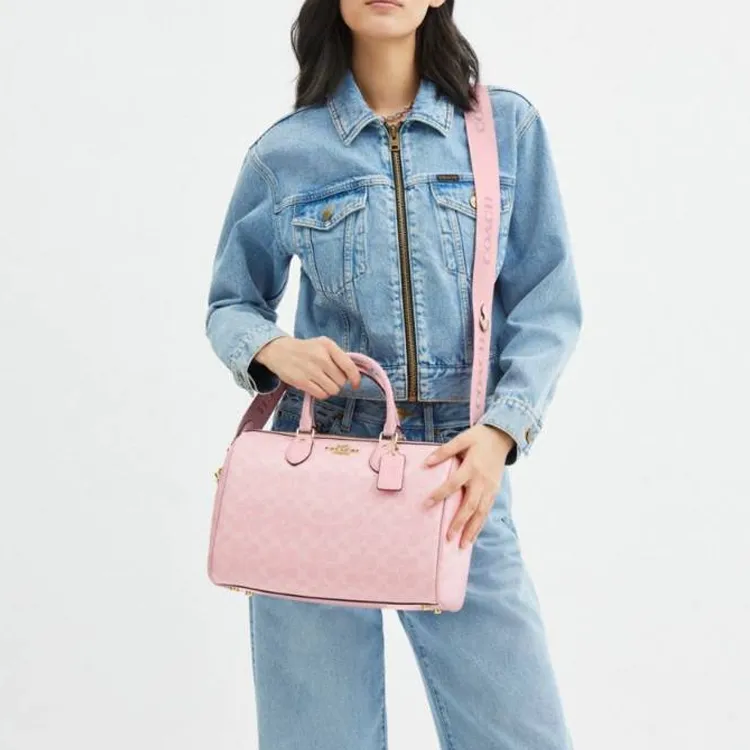 COACH Rowan Signature Coated Canvas Shoulder Bag, Crossbody Bag, Handbag Tubas Women's Pink-5