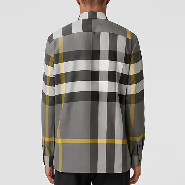 Burberry Shirts Men Gray-3