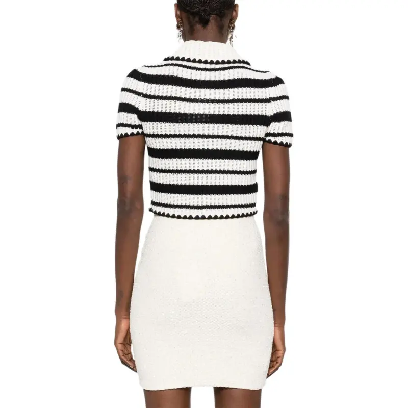 Self portrait Striped Crochet Top-3