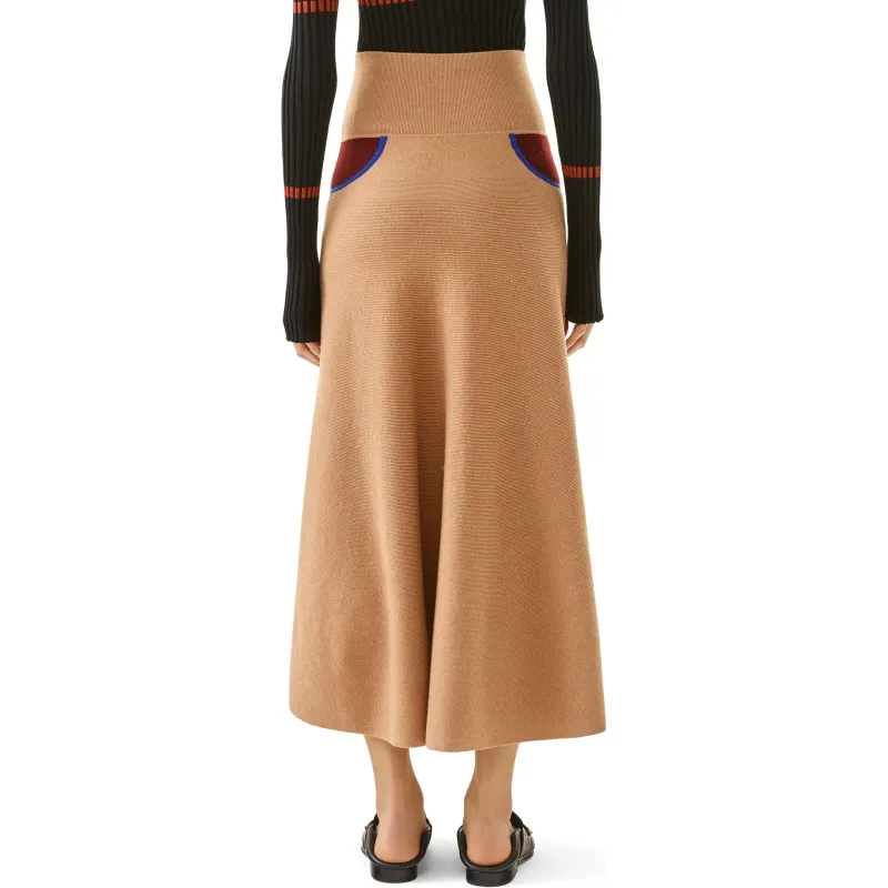 LOEWE Knit Long Skirts Women's Camel-2