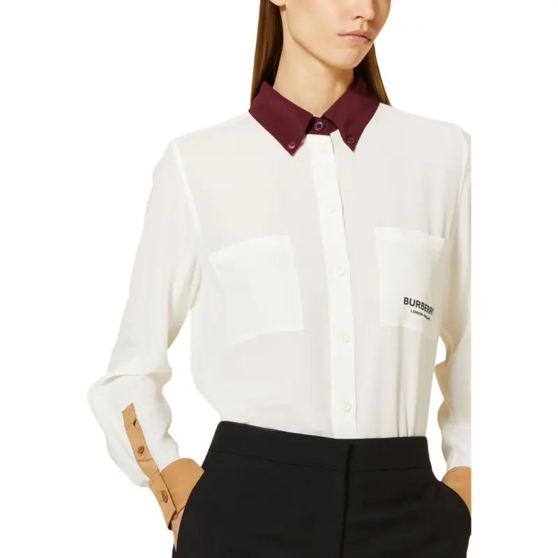 Burberry Contrast panel Silk Shirt-6