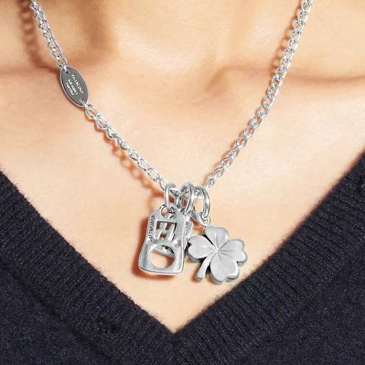 Balenciaga Brass Recycled Brass Zinc Alloy Necklaces Women's Silver-3