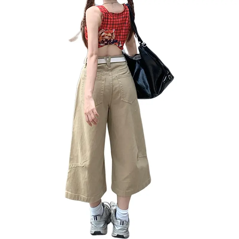Wen Shan Denim Shorts Women's Khaki-1