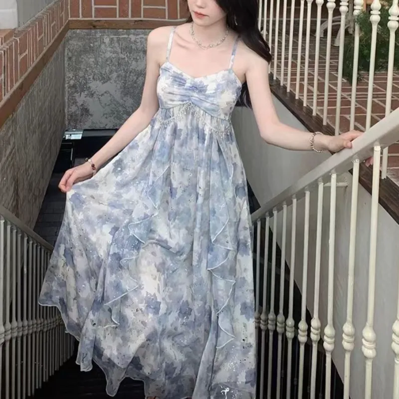 The Temptation Of The Muse Slip Dress Women's Blue Floral-7