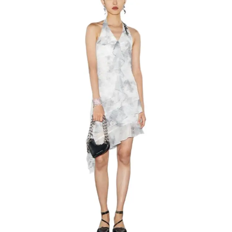 GIMING Slip Dress Women's Black And White Floral-2