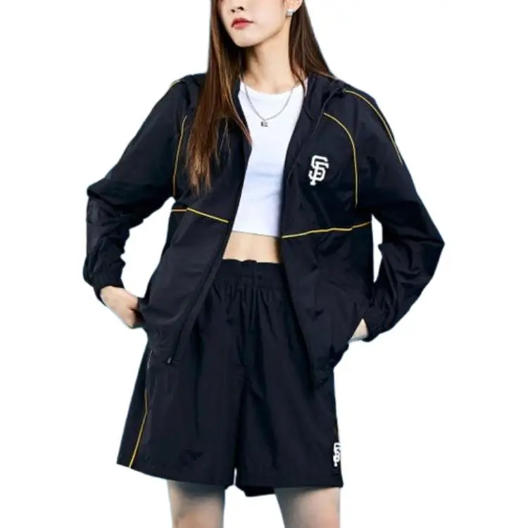 MLB Windproof Windbreaker Jacket Unisex Black-1