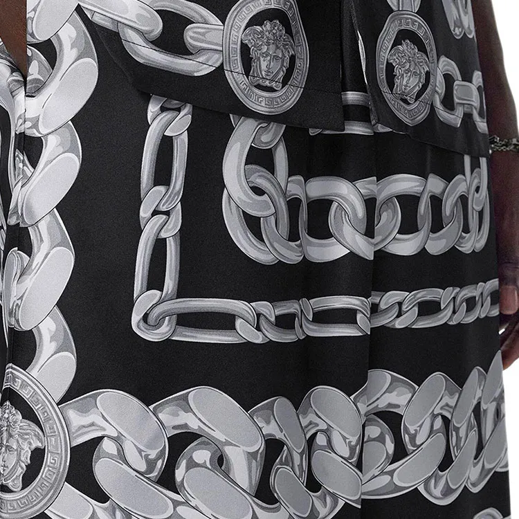 VERSACE Medusa Chains Silk Shorts-4