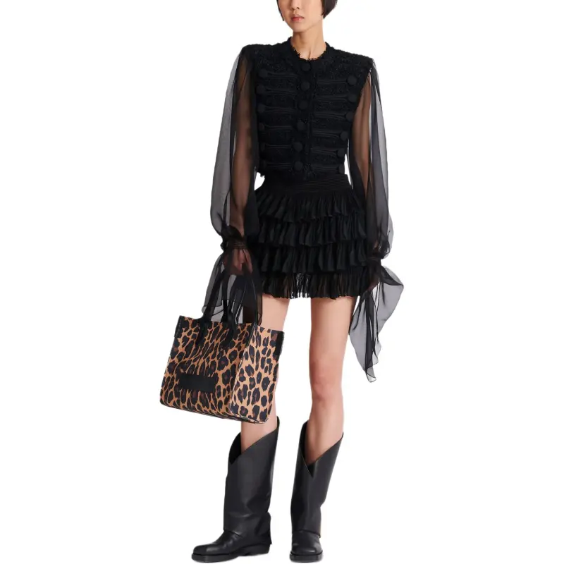 BALMAIN Chiffon sleeve Tweed Jacket-1