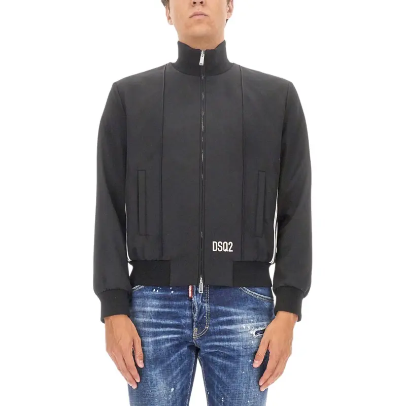 DSQUARED 2 Logo Embroidered Zip Up Bomber Jacket-2