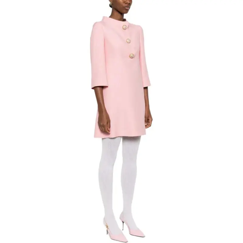 Valentino Button Detailed Crewneck Dress-4