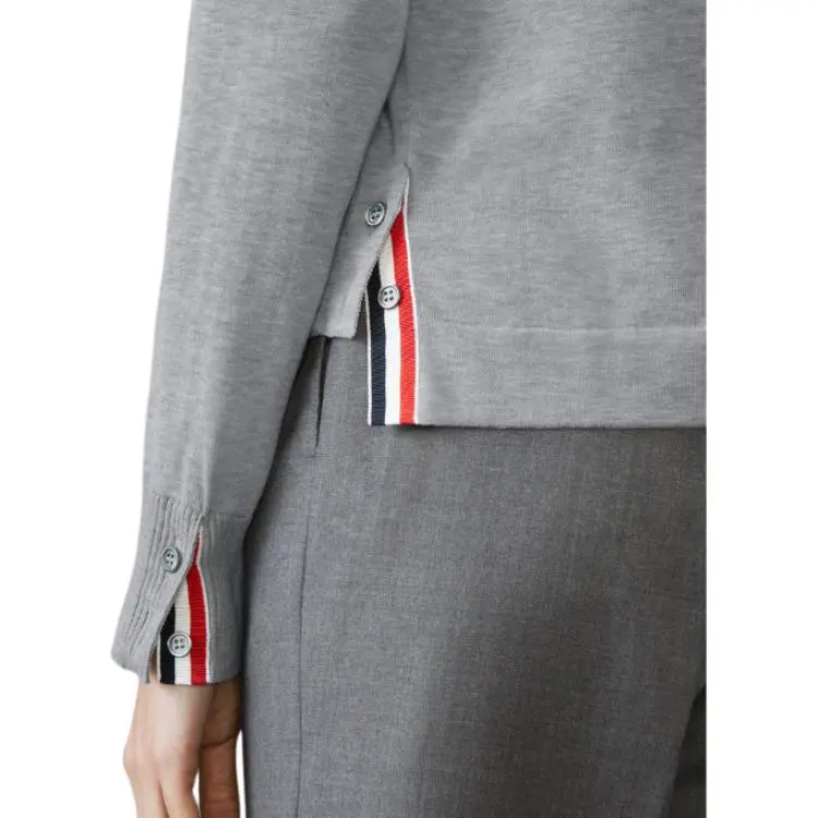 THOM BROWNE 4 Bar Stripe Knitted Polo Shirt-2