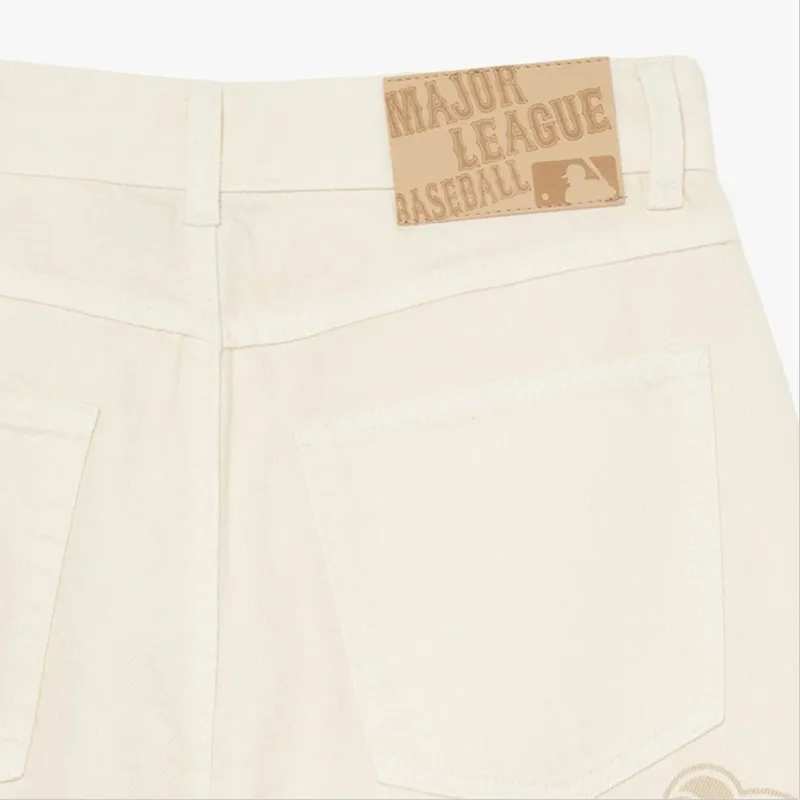 MLB Mega Emblem Jeans Women's Cream-3