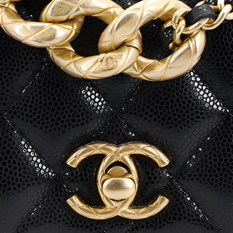 CHANEL Smooth Finish Shinny Cow Leather Clutch Women's Black-3