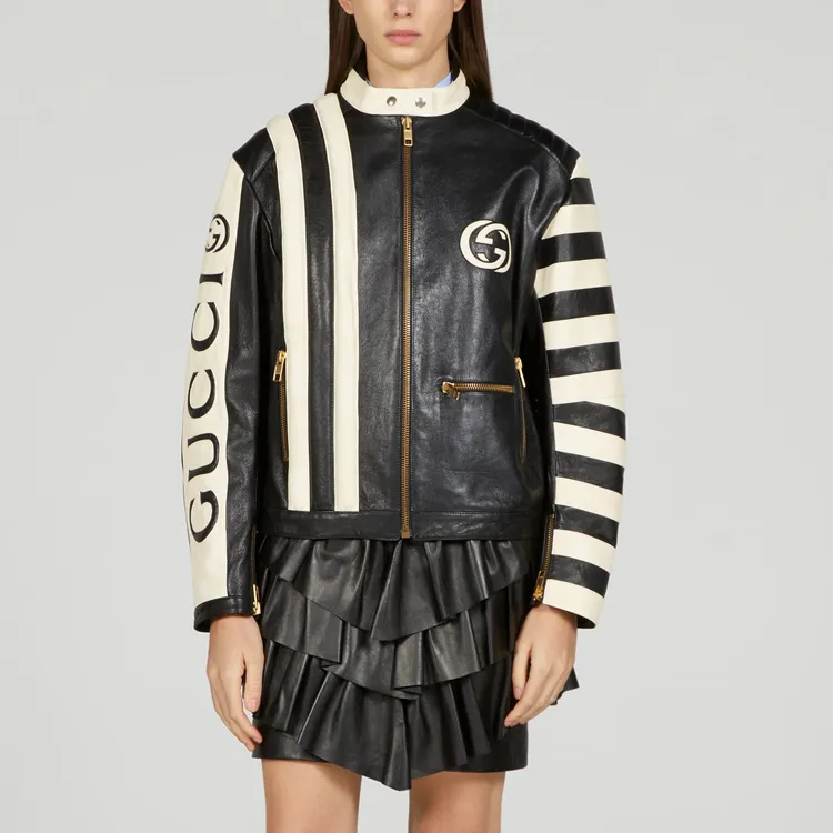 GUCCI Leather Jackets Women's Black-3