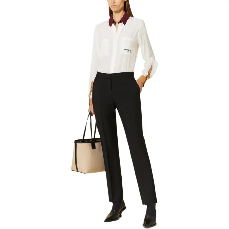 Burberry Contrast panel Silk Shirt-4