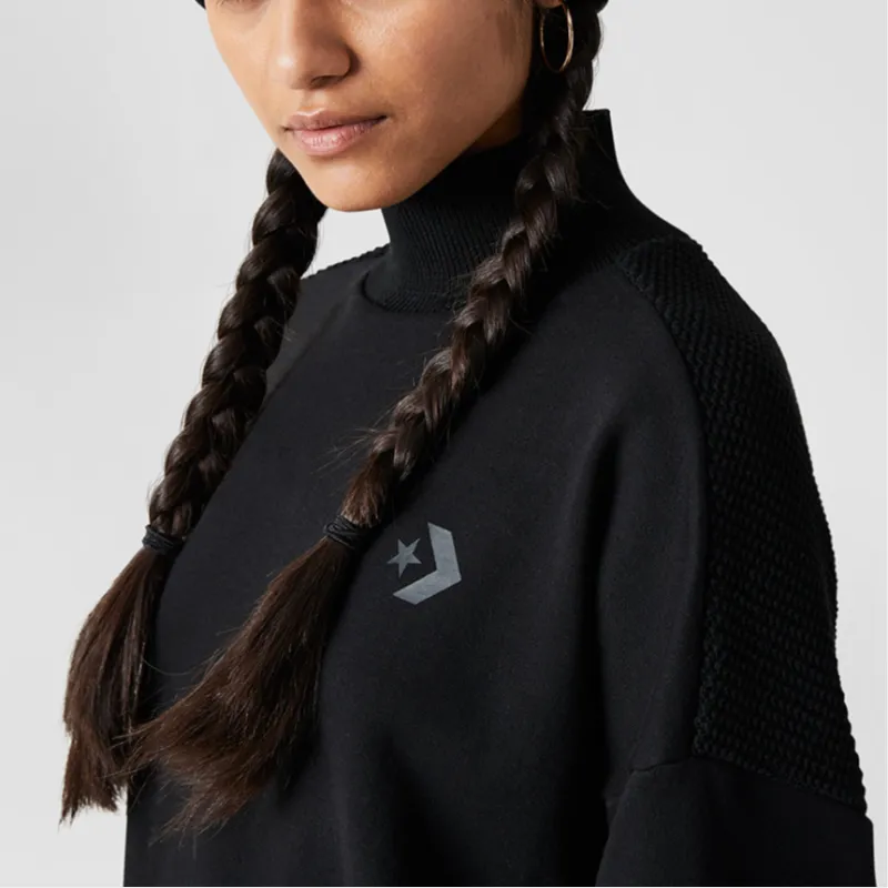 Converse Sweater Knit Mock Neck Knitwear Women's Black-5