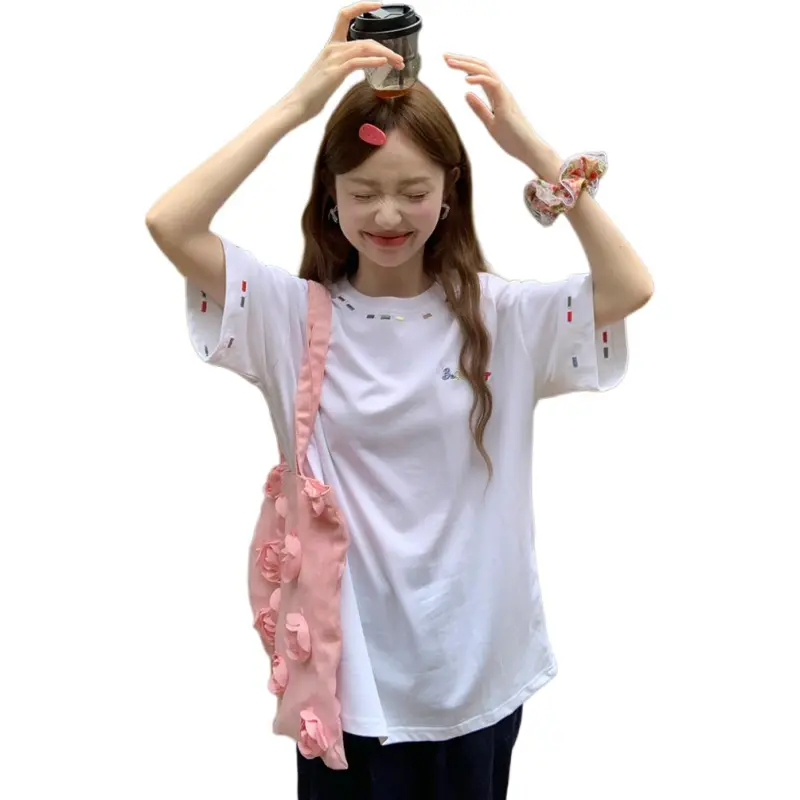 Flowers In Water Set in Sleeve T Shirt Women's-3