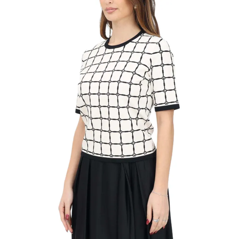 Elisabetta Franchi Jacquard Crewneck Knitted T Shirt-4