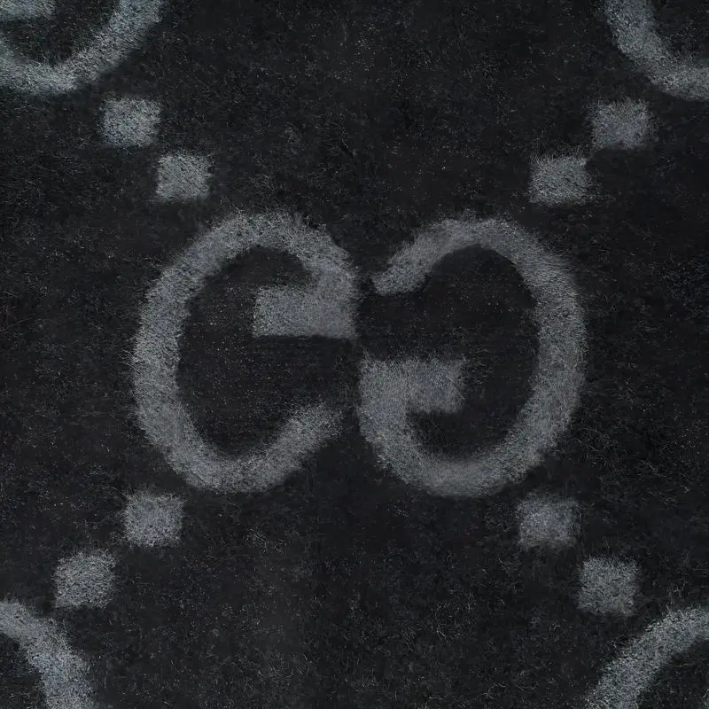 GUCCI Cashmere Knit Scarves Men's Gray Black-2