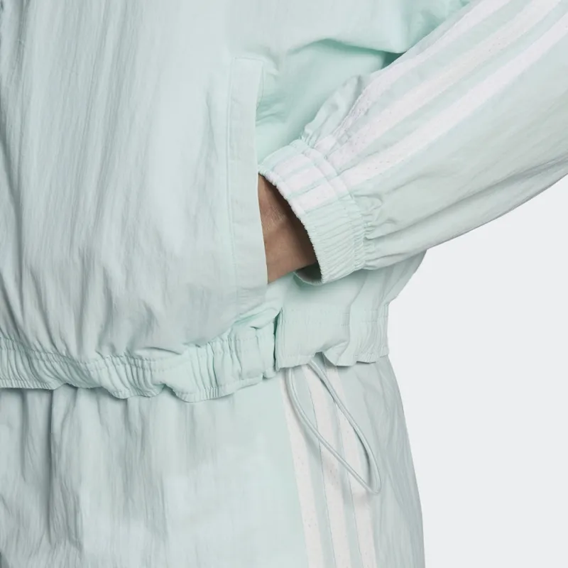 adidas Women's Essentials Repeat Logo Loose Fit Windbreaker Green-5