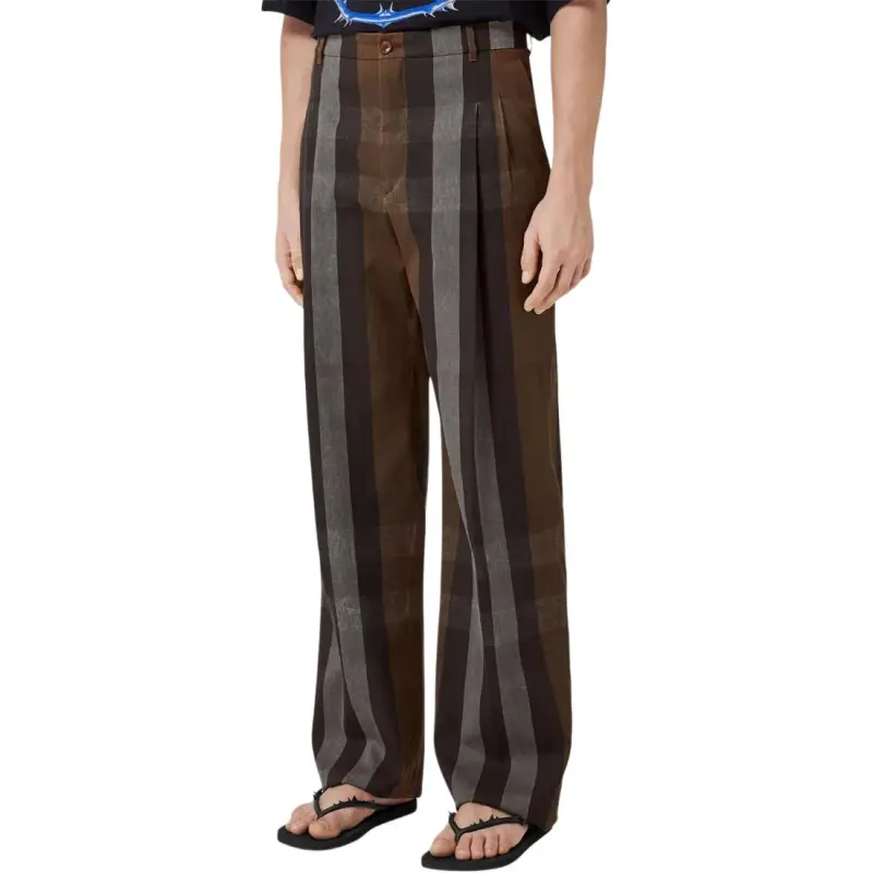 Burberry Wide Leg Check Trousers-1