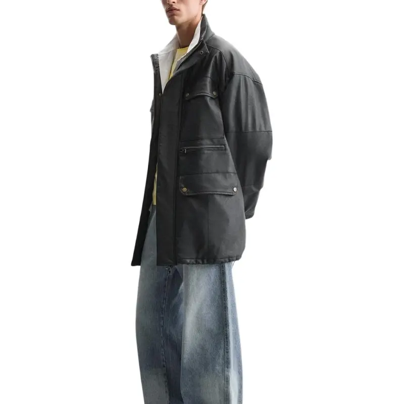 ZARA Parka Coats Men Black-3