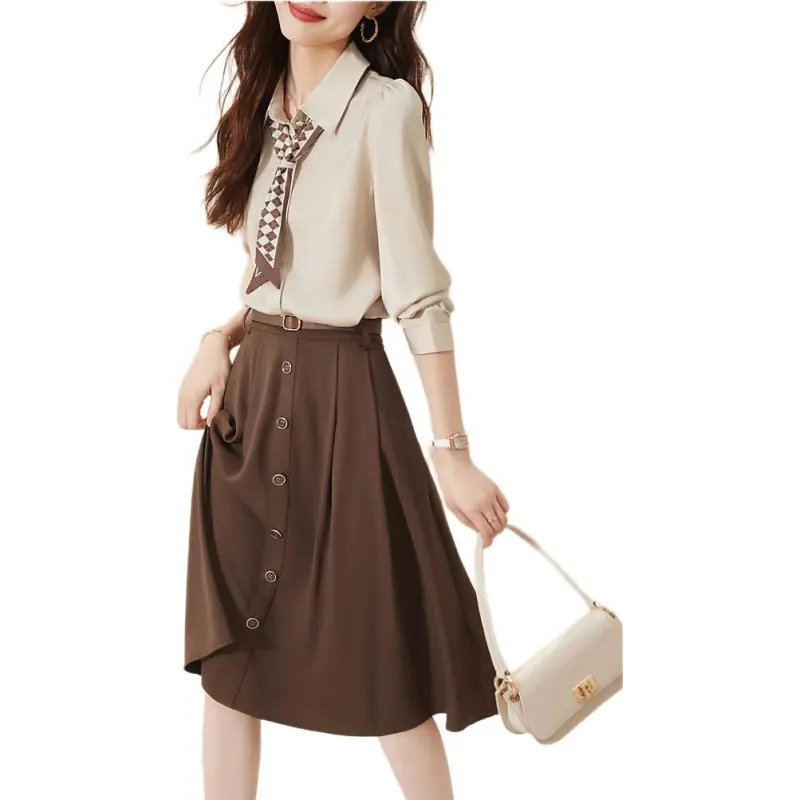 Mo Han Yi Mei Skirt Set Women's Coffee-2