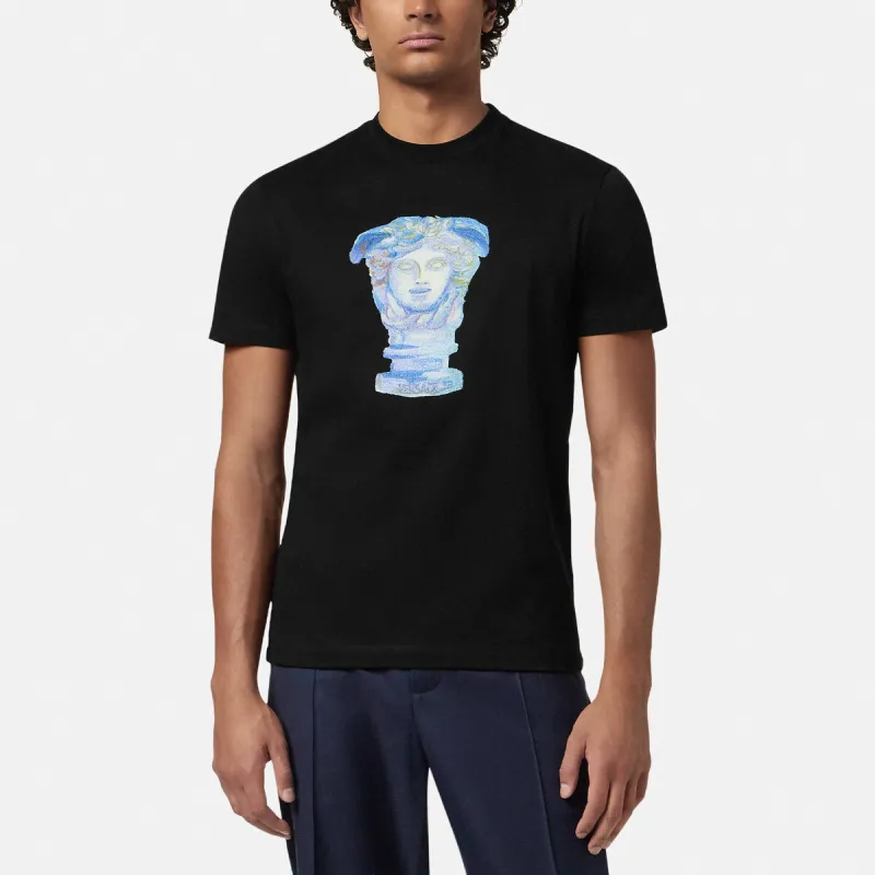 VERSACE Medusa Head Embroidered Crewneck T Shirt-2