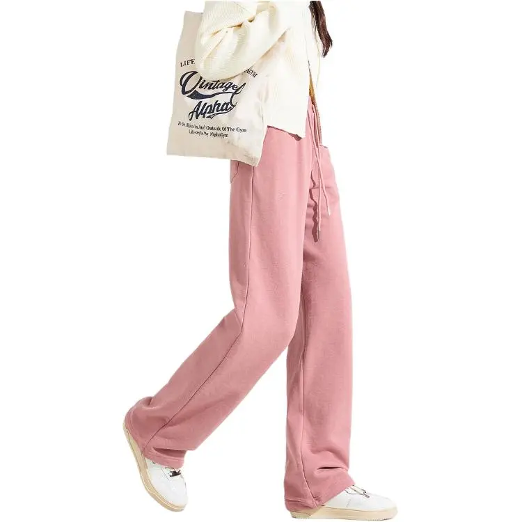 Tonlion Casual Pants Women's Leather Pink-4