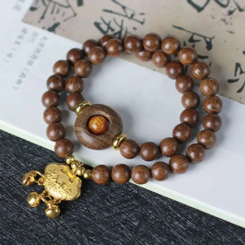 Lordship Golden Sandalwood Bead Chain Unisex-5