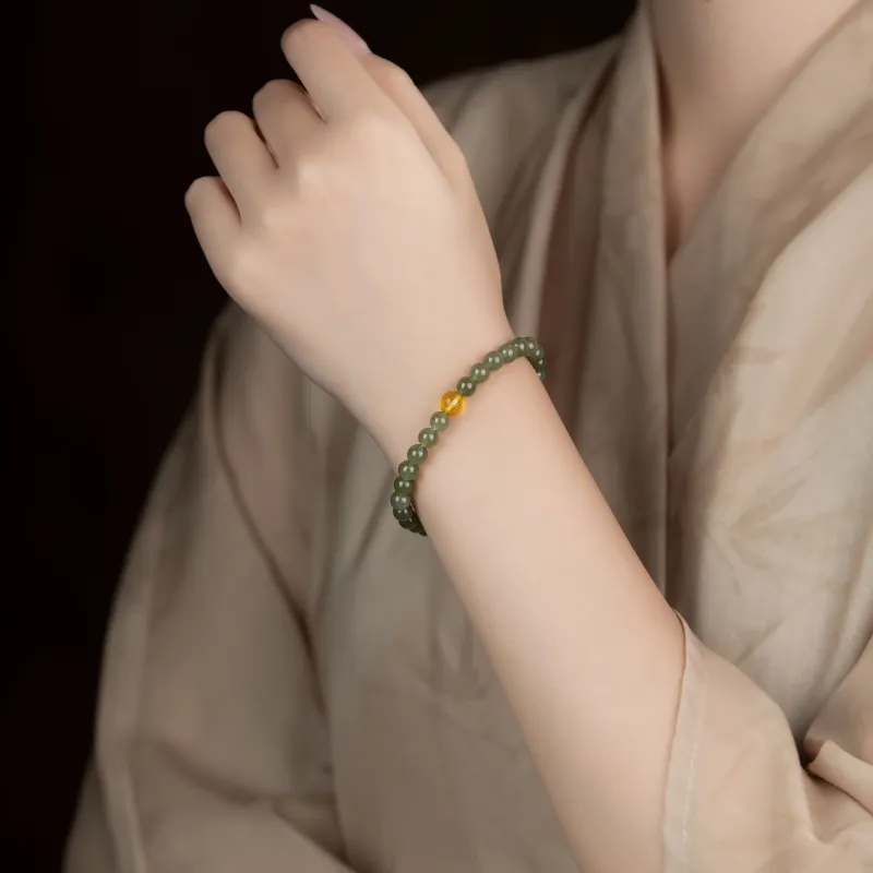 Yo sheng Hetian Jade Bracelets Green Jade Women's-1