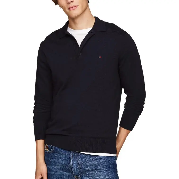 Tommy Hilfiger Logo Embroidered Polo Collar Jumper-3