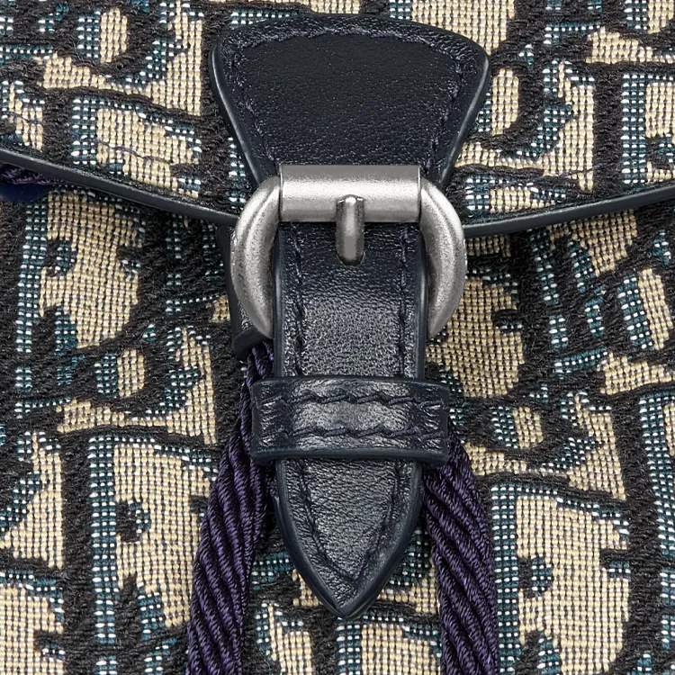 DIOR Cotton Backpack Women's Beige & Blue-3