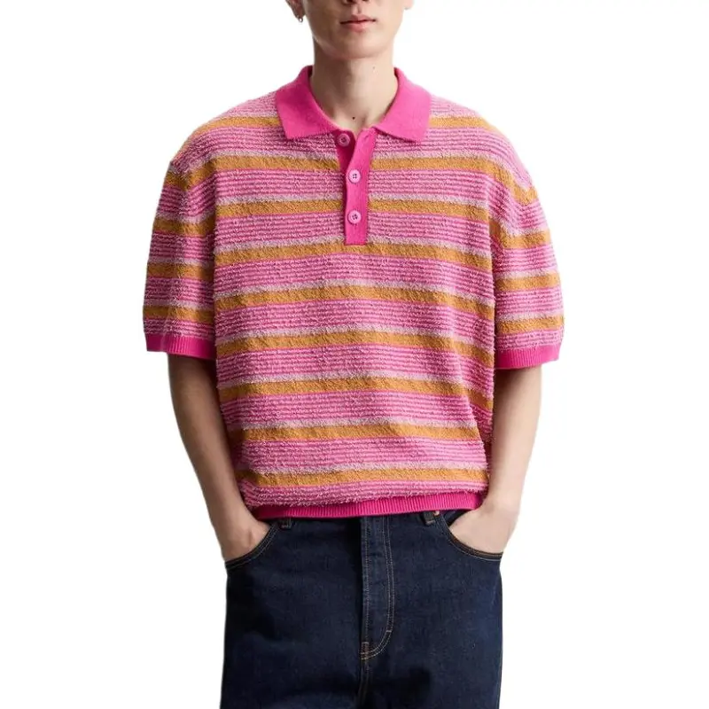 ZARA Polo Shirts Men Pink-6